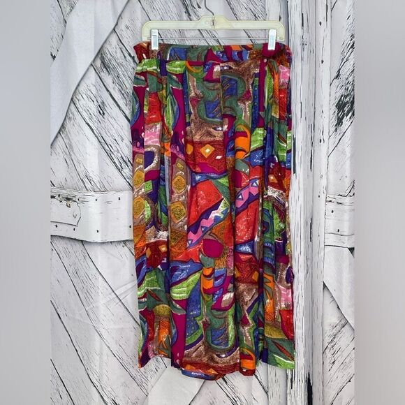 VTG 90s Abstract Artsy Palazzo Pant Set/Suit M - Picture 7 of 12